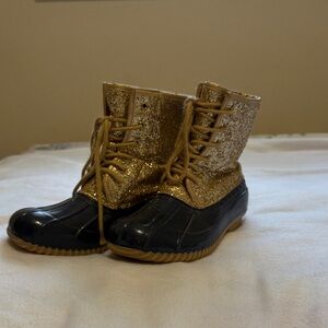 Sugar Glittery Gold and Black Winter Boots